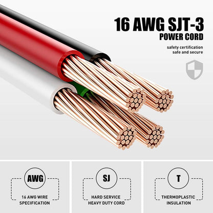 Power Strip with Flat Plug - 3 Ground Outlets 7 Inch Heavy Duty Braided Extension Cord Flat Plug Mountable Outlet Strip for Computer/Home/Office