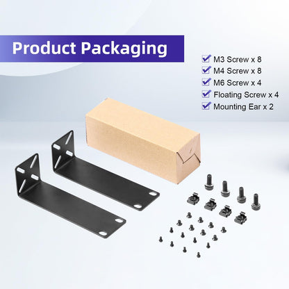 Rack Mount Kit for 7.9 inch Switches, Adjustable Rack Ears for Netgear, Cisco, D-Link, TRENDnet and HP Products, Mount 7.9" Wide to 19" Equipment, Adjustable Hole Distance 14-30mm