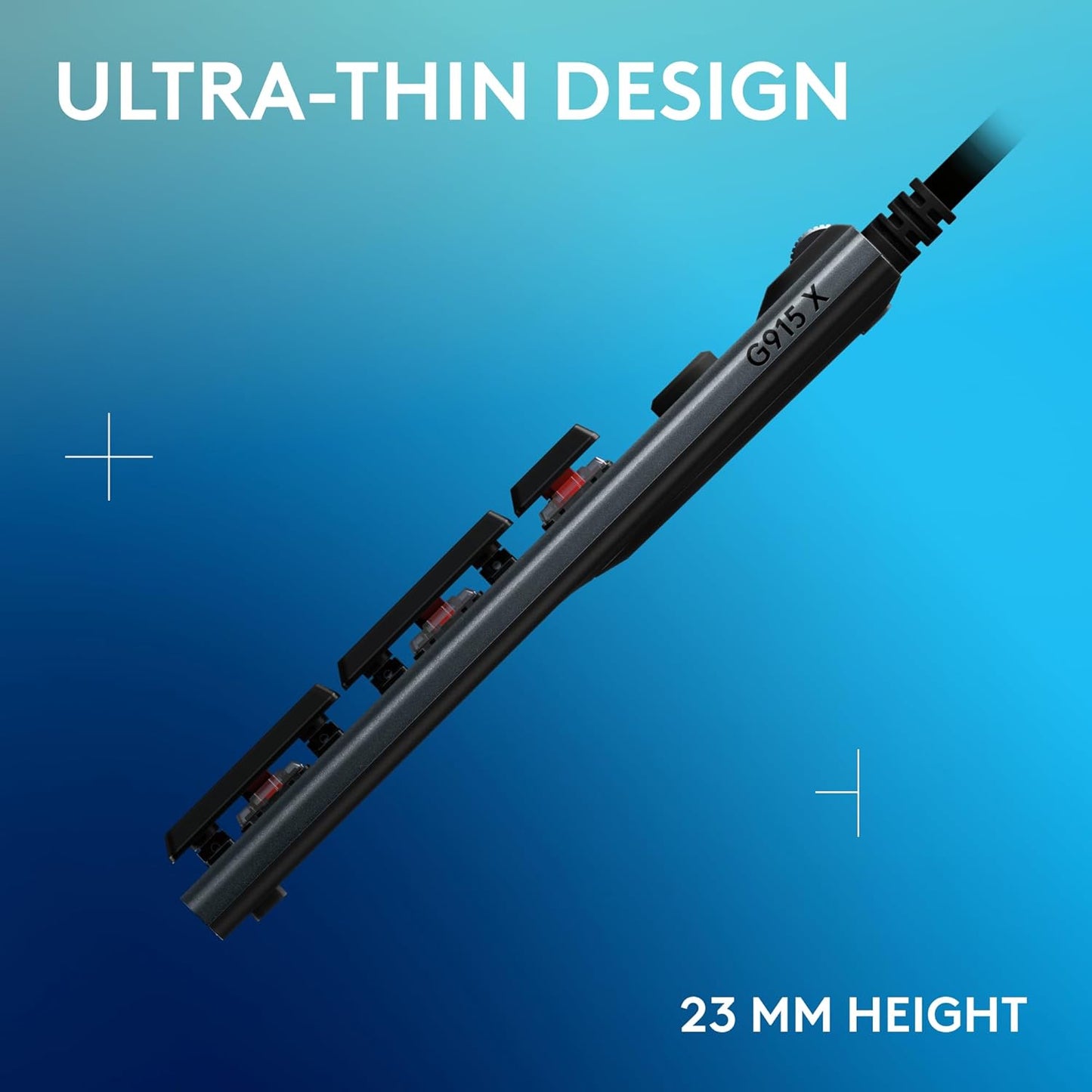 Logitech G915 X Wired Mechanical Gaming Keyboard, Double-Shot PBT Keycaps, Fully Programmable Keys, RGB Backlit Mac/PC Gaming Keyboards, Aluminum Finish, GL Tactile Switches, Black