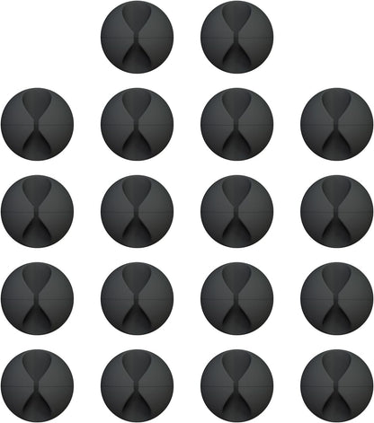 18 Pack Mini Cable Clips, Znben Cord Organizer Holder Adhesive Cord Management Charger Wire Holder Clips for Desk, Home, Office, Car, Cubicle, Nightstand Black