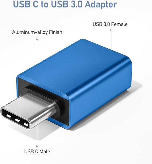 Basesailor USB C to USB Adapter 3Pack,USBC Male to USBA 3.0 Female OTG Adapter,Type C Thunderbolt 3/4 Converter for iPhone 16 15 Max,MacBook Pro Air,Mac,iPad,Microsoft Surface,Samsung Galaxy S25