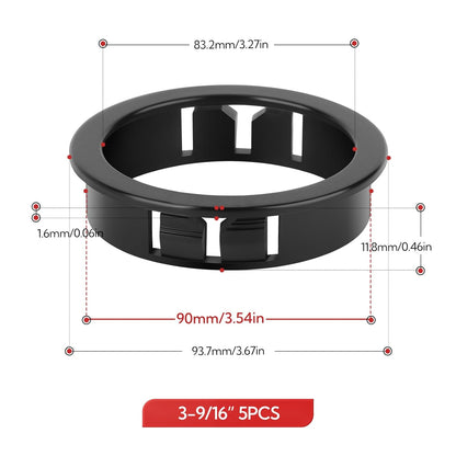 5PCS 3-9/16" Black Cable Snap Bushing Grommet, Snap in Cord Bushing Protect Cables