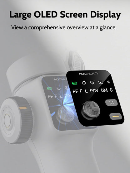 Cellphone Gimbal for Video Recording w/AI Tracking,3 -axis Vlogging Gimbal stabilizer for iPhone w/OLED Display, Smartphone Holder w/7.8' Extension Rod, Trigger Button Smart V8(White)