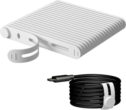 20Pcs Nearockle Reusable Cable Ties, Adjustable Silicone Cord Organizer Small Zip Ties for Charging Cords Earphone Computer Wire, Office Desk Cable Management Travel Accessories(White)