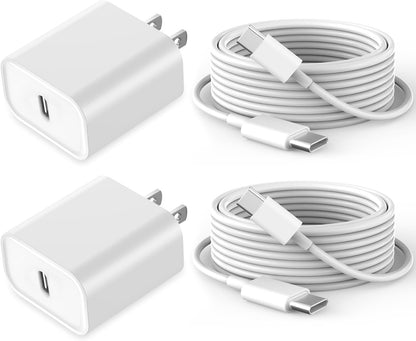 Fast Charging for iPhone 16 15 Charger,2Pack 20W USB C Wall Charger Travel Plug Block iPhone 15 Charging Cable for iPhone 16/16 Pro/16 Pro Max/16 Plus/15/15 Pro/15Pro Max/iPad Mini6/iPad Air4/iPad Pro