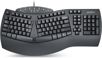 Perixx PERIBOARD-512B Wired Ergonomic Keyboard - Split Keyboard, Wrist Rest, Natural Typing - Wired USB Connectivity - US English - Black