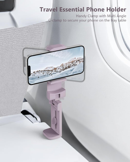 MiiKARE Airplane Travel Essentials Phone Holder, Universal Handsfree Phone Mount for Flying with 360 Degree Rotation, Accessory for Airplane, Travel Must Haves Phone Stand for Desk-Purple&Blue
