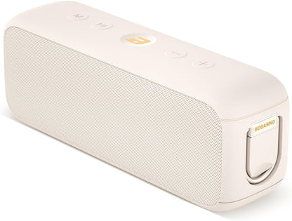 BOGASING G6 Bluetooth Speaker, Portable Wireless Speakers with 30W Punchy Sound, 35H Playtime, IPX6 Waterproof, Bluetooth 5.3, Built-in Mic, EQ, TF-Card, AUX, USB Stick for Outdoors Hiking (Beige)
