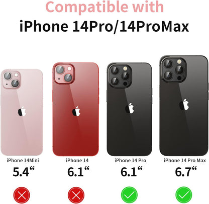 Camera Lens Protector for iPhone 14 Pro / iPhone 14 Pro Max, Alloy Metal Camera Cover with Tempered Glass Screen Protector Accessories,Case Friendly,Scratch Resistant,Easy to Install - Space