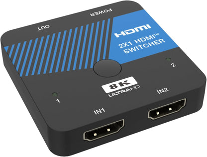 8K HDMI Switch 2 in 1 Out 4K@120Hz HDMI Switcher Support HDR10+, Dolby Vision, VRR, ALLM