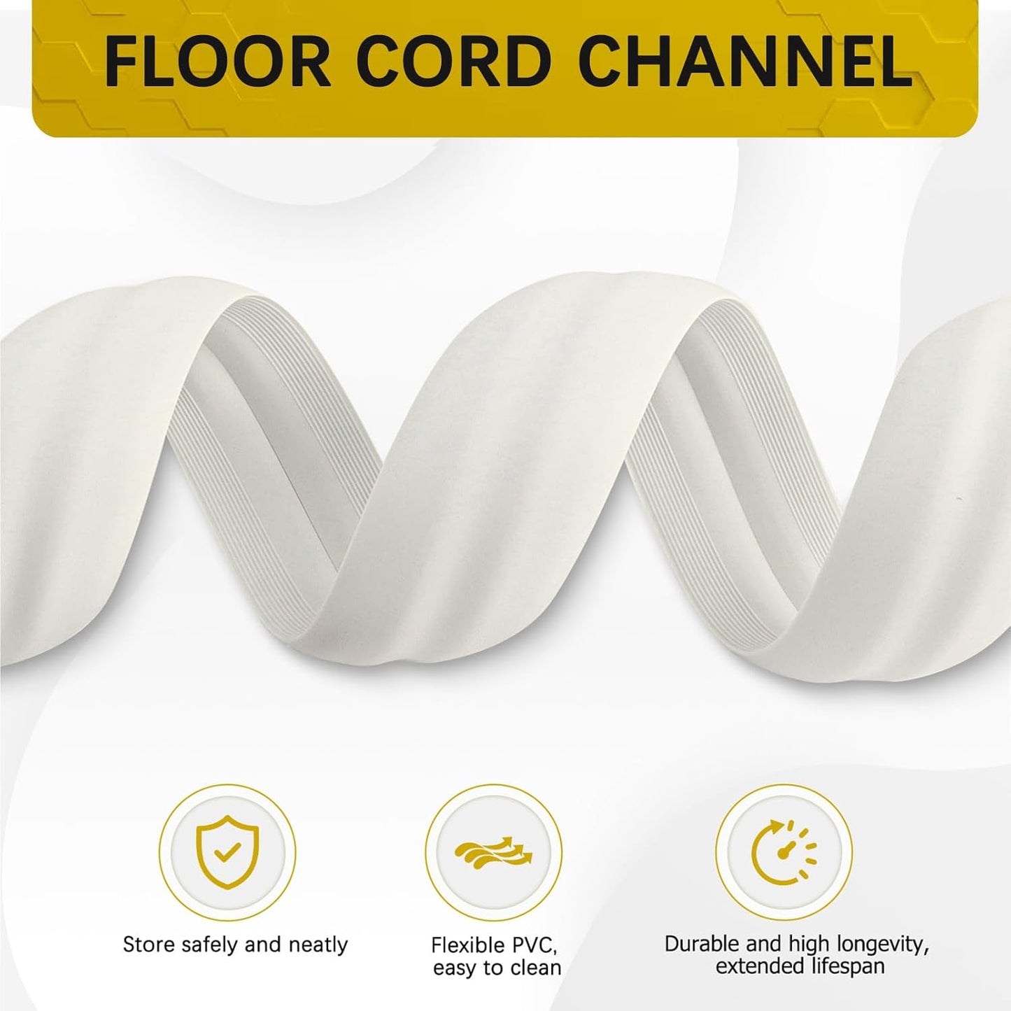 Floor Cord Cover 10FT Cord Covers for Wires on Floor Protect Wires & Prevent Trip Hazards, Easy to Cut for Home, Office, School, Concerts, Cavity W0.6in x H0.32in