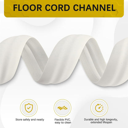 Floor Cord Cover 3.3FT Cord Covers for Wires on Floor Protect Wires & Prevent Trip Hazards, Easy to Cut for Home, Office, School, Concerts, Cavity W0.6in x H0.32in