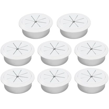 Desk Grommet 2" (50 mm), Desk Hole Cover for Cables White, Cable Grommet ABS Plastic, Desk Hole Grommet for Office and Home Table Cable, Detachable & Flexible Cable Cord Organizer-8 Pcs