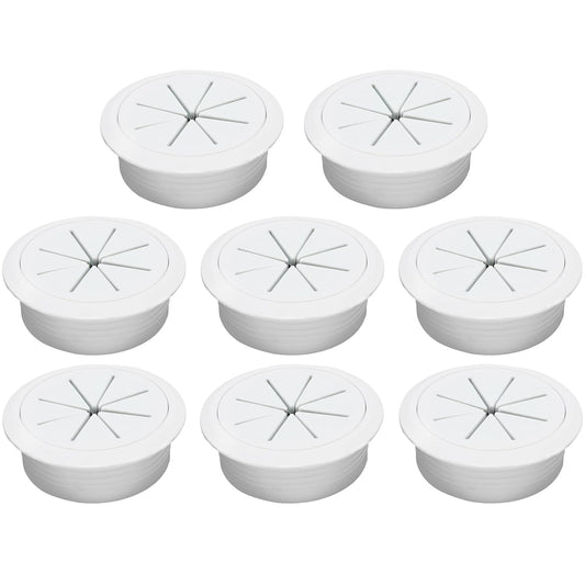 Desk Grommet 2" (50 mm), Desk Hole Cover for Cables White, Cable Grommet ABS Plastic, Desk Hole Grommet for Office and Home Table Cable, Detachable & Flexible Cable Cord Organizer-8 Pcs