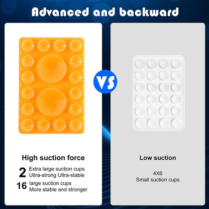 ZYCCER Double Sided Silicone Suction Phone Holder Mount,Compatible with iPhone and Android Cases Hands-Free Mirror Shower Phone Mount Strong Grip Holder (Orenge, Single Sided 1PCS)