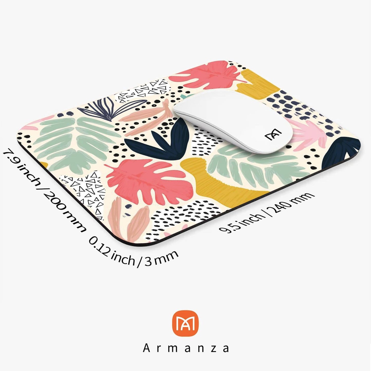 Square Mouse Pad Tropical Plants, Personalized Premium-Textured Custom Mouse Mat Design, Washable Mousepad Cloth, Non-Slip Rubber Base Computer Mouse Pads for Wireless Mouse