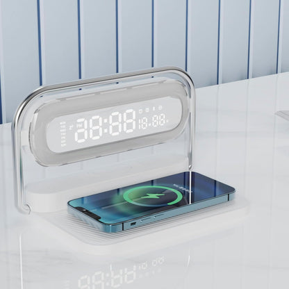 4-in-1 Multifunction Mobile Wireless Charger with Colorful Night Lights, Bluetooth Speaker, Digital Clock Alarm ; M11