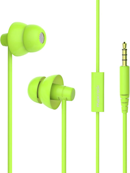 MAXROCK (TM Total Soft Silicon Headphones with Mic Sleep Travel Choice for Cellphones Tablets and 3.5mm Jack (Green)