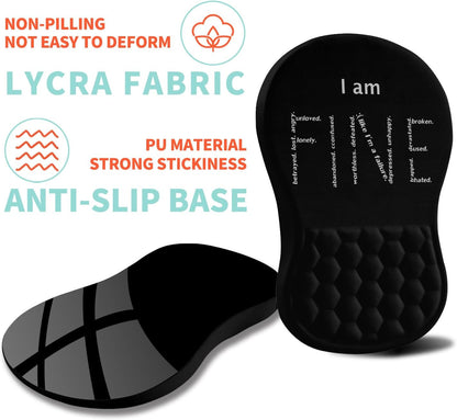 Ergonomic Mouse Pad Wrist Support with Memory Foam Massage Bulge, Carpal Tunnel Pain Relief Mousepad Wrist Rest for Mouse(12x8 inch, I Am Fine)