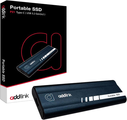 Addlink P21 2TB Portable External SSD, Up to 2,000MB/s Read, USB 3.2 Gen 2x2, Lightweight Storage for Photography, Video, Gaming and Fast backups, for PC Laptop Mac Windows Linux Android PS4 PS5