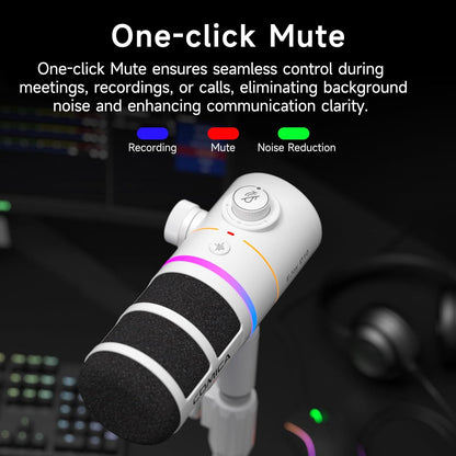 COMICA EJoy D10(D) USB Gaming Microphone – RGB Dynamic Mic with Noise Cancellation, XLR/USB-C, Real-Time Monitoring, Muting, Professional Studio Mic for Gaming, Streaming, Podcast, Recording (White)