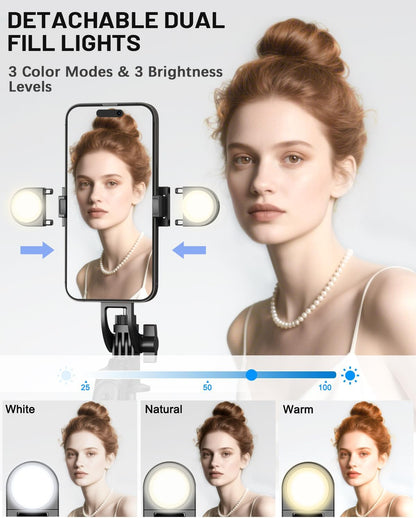 Vlogging Kit for iPhone/Android, 71" Selfie Stick Tripod for iPhone with Light, Wireless Remote & Microphone, Adjustable Phone Tripod for TikTok/YouTube Starter Content Creator Essentials Kit