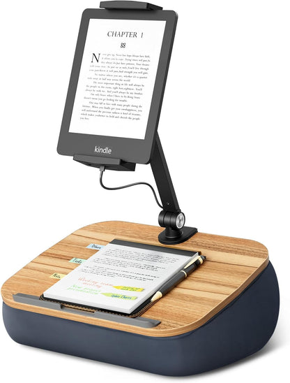 Lap Beanbag Cozy Kindle Pillow Stand for Bed with Adjustable Arm, 360° Tablet Holder, Fits 4.7"-13" Kindle, iPad, Phone, Lap Desk for Hands Free Reading in Bed, Couch, Sofa,Gray