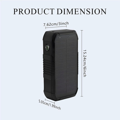 Solar Power Bank 66800mAh Built in Hand Crank and 4 Cables 22.5W Fast Charge,Camping Essentials/SOS/Strobe/Strong Flashlights,Compass Solar Portable Charger Power Bank (Black)