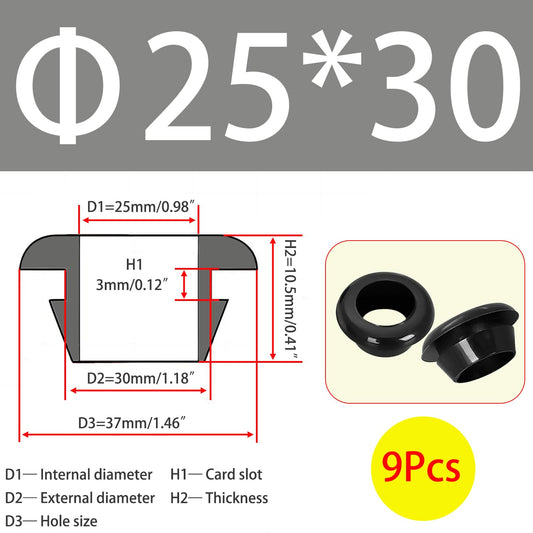 Qrity 9 PCS Rubber Grommets Cable Railing, Car Grommet, Cable Railing Protective Sleeves for Metal Posts, ID 25mm Mount Dia 30mm