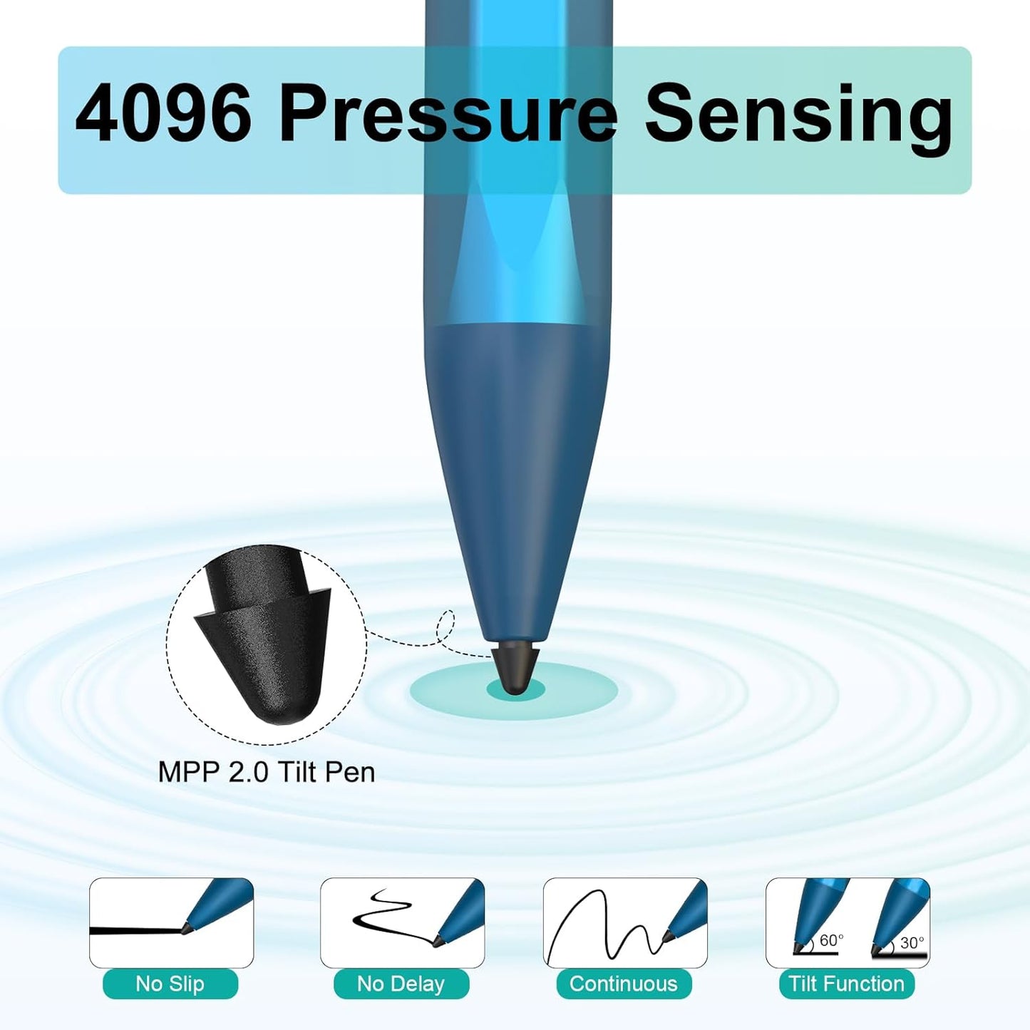 Stylus for HP Envy X360 Pavilion x360 Specter X360 Spectre x2 Envy x2 Touchscreen Laptop Rechargeable MPP 2.0 Tilt Pencil 4096 Pressure Sensitivity Using The Microsoft MPP Protocol,Blue