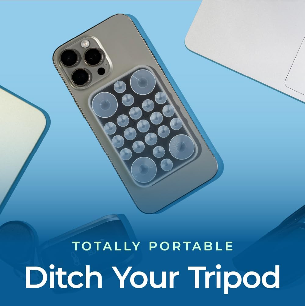 The Clingy Thingy Magnetic Sticky Phone Grip - Removable iPhone Suction Grip for Hands-Free FaceTime - Workouts, Influencers & Content Creator Essentials, Compatible with iPhone 12-16 (Glacier Black)