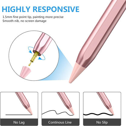 Stylus Pen for iPad 2018-2023 with Palm Rejection, Active Pencil for iPads 10th/9th/8th/7th/6th, for iPad Pro 11/12.9 inch, for iPad Air 5th/4th/3th Gen, for iPad mini 6th/5th Gen (Rose Gold)