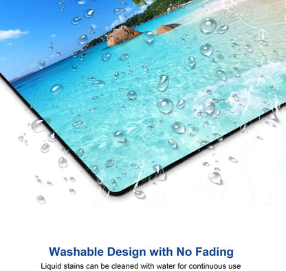 Hokafenle Mouse Pad, Square Beach Style Anti-Slip Rubber Mousepad for Gaming Office Laptop Computer PC Men Women Kids, Cute Custom Pattern, Beach and Coconut Trees Design