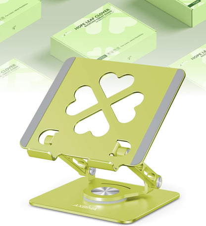 Tablet Stand for iPad,360° Rotating Desktop Holder - Aluminum Adjustable & Foldable Desk Holder for iPad Pro 12.9/11,Air 10.9,Samsung Tab S9,Portable Home/Office,Gift for Adults,Teens (Green)