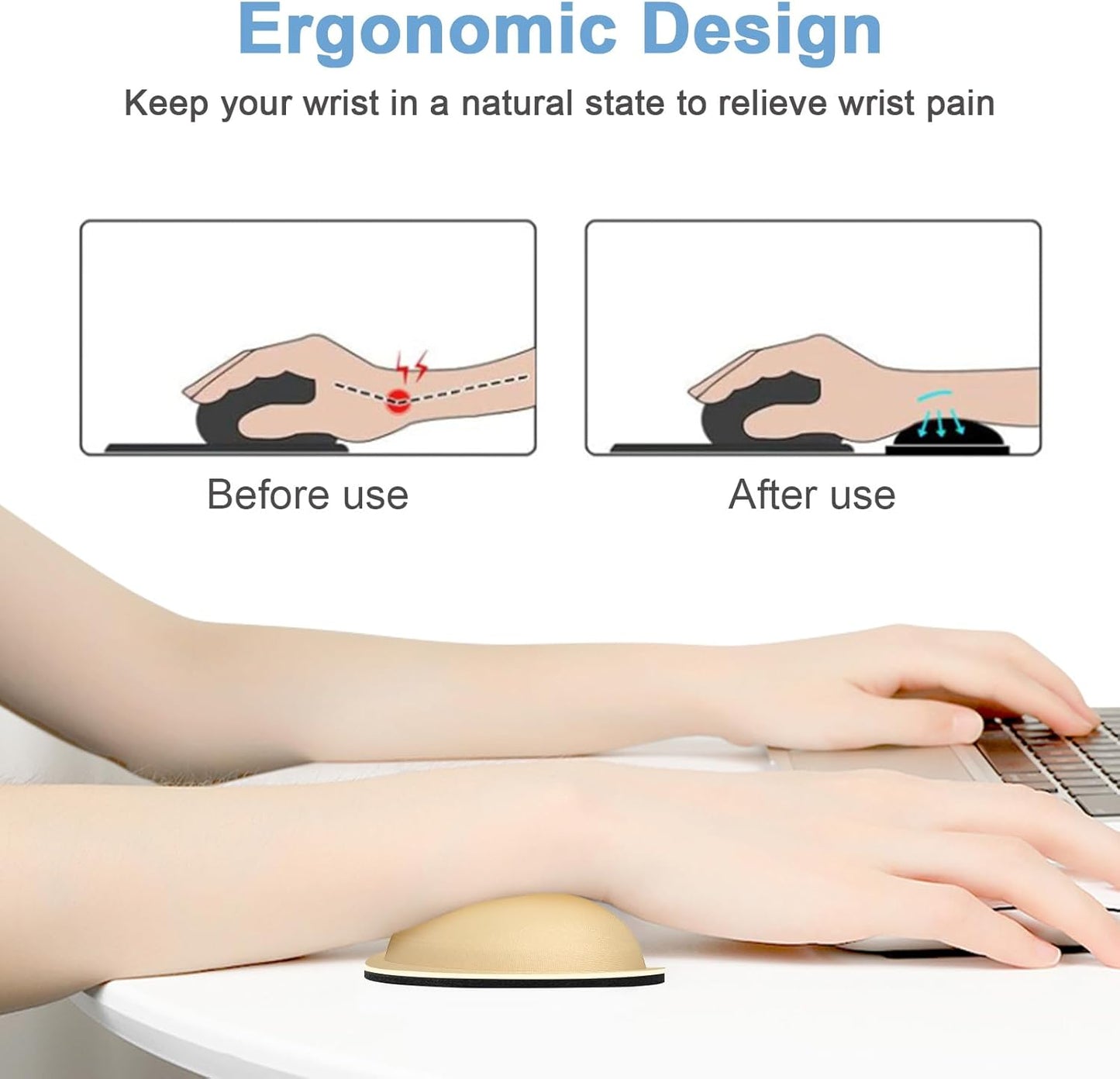 Dapesuom Mouse Wrist Rest, Ergonomic Memory Foam Mouse Wrist for Computer Desk Mats Support, Hand Rest Pad Cushion for Gaming, Office, Laptop, Men, Women, Pain Relief & Easy Typing, Navajo White