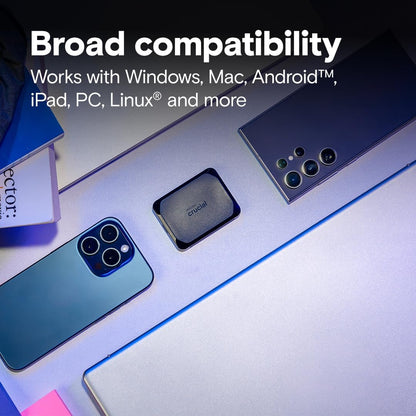 Crucial X10 4TB Portable SSD, Up to 2,100MB/s, USB 3.2 USB-C, External Solid State Drive, Compatible with Windows, Mac & Android, Durable Storage for Games, Photos & Files, Black – CT4000X10SSD9C02