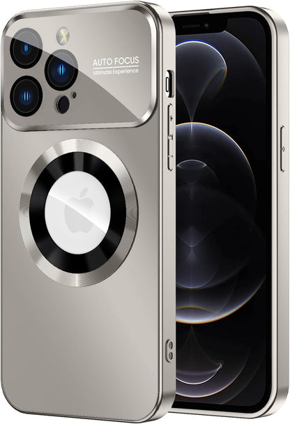 Magnetic for iPhone 12 Pro Case, Compatible with MagSafe, Built-in Camera Lens Protector, Logo View, Military Grade Drop Proof Phone Case Cover, Titanium Gray