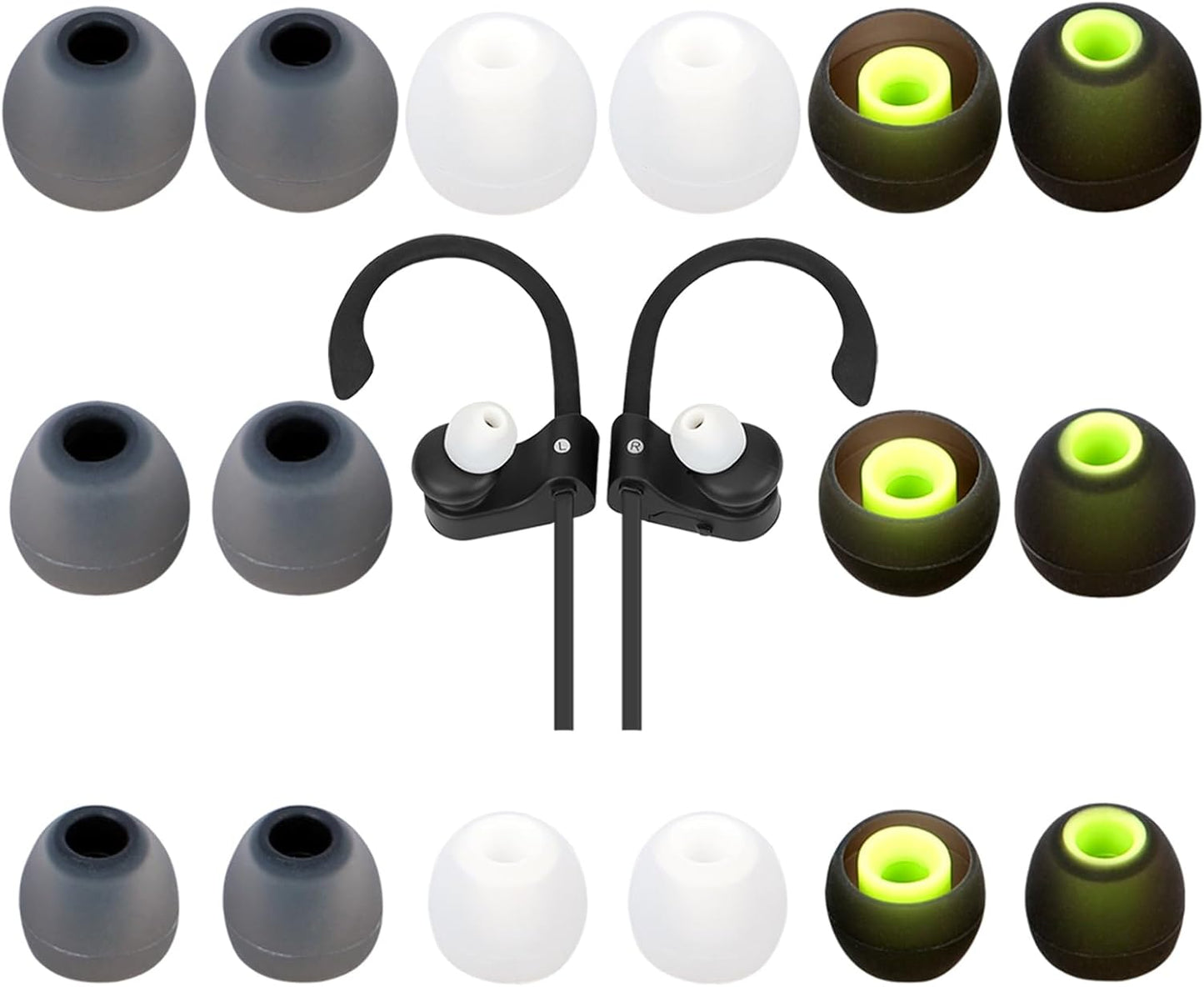 Earbud Tips Ear Bud Tips Soft Anti Slip Washable and Reusable Silicone Replacement Earbud Tips Fit Most in-Ear Earbuds(Inner Hole 3.8mm -5.1mm) 18pcs S M L