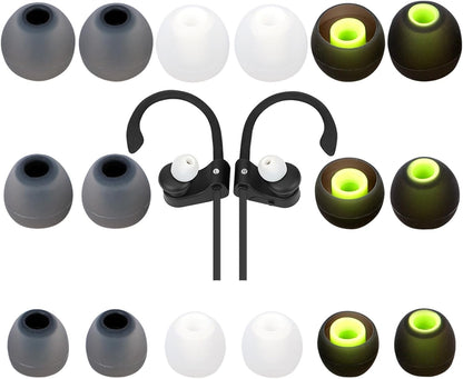 Earbud Tips Ear Bud Tips Soft Anti Slip Washable and Reusable Silicone Replacement Earbud Tips Fit Most in-Ear Earbuds(Inner Hole 3.8mm -5.1mm) 18pcs S M L