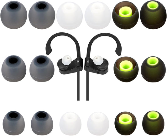 Earbud Tips Ear Bud Tips Soft Anti Slip Washable and Reusable Silicone Replacement Earbud Tips Fit Most in-Ear Earbuds(Inner Hole 3.8mm -5.1mm) 18pcs S M L