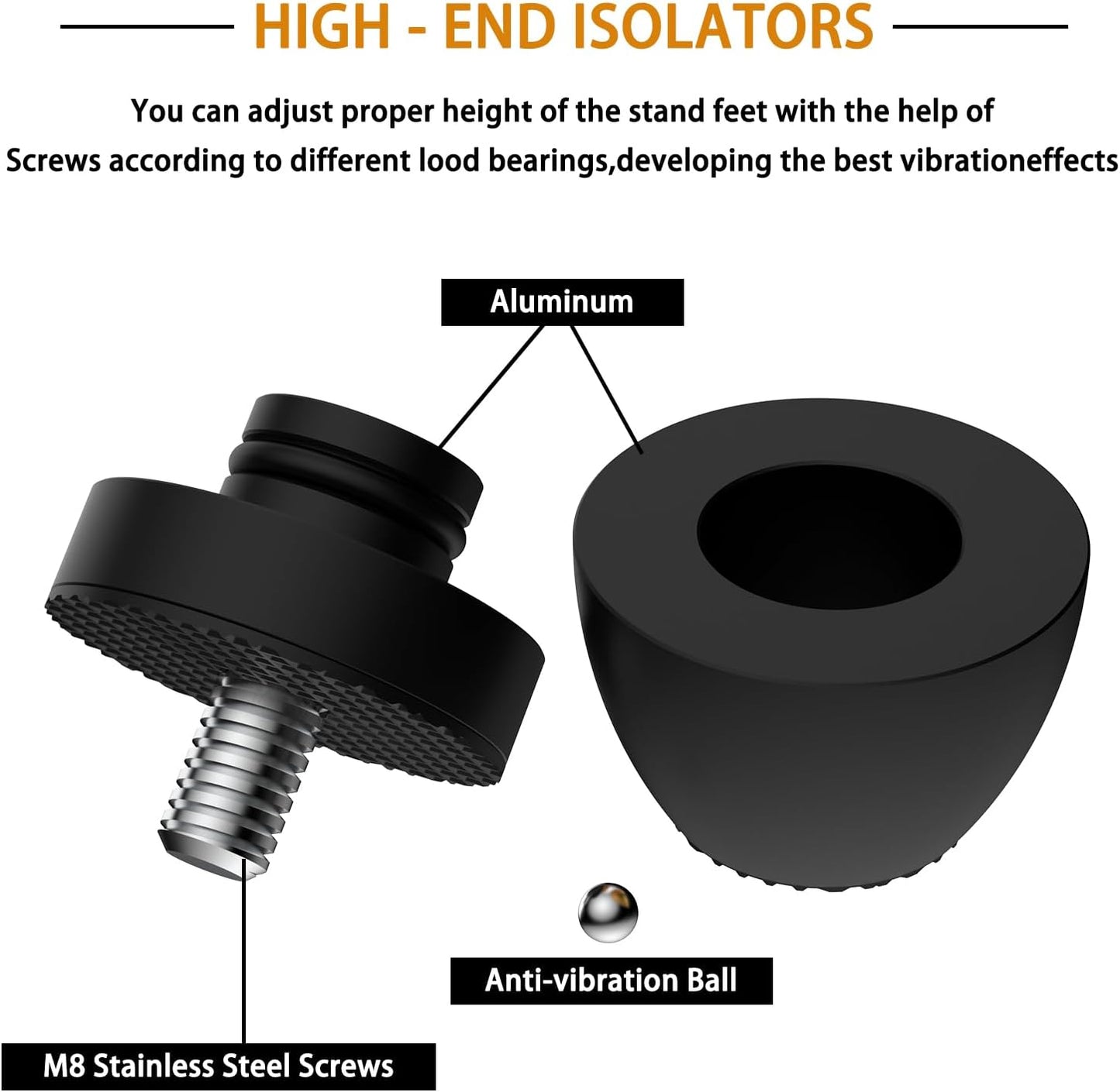 Audiocrast 4X HiFi Speaker Spikes Stand Feet Pads 30x33mm Isolation Feet, Aluminum Speaker Shock Absorber for Subwoofer Amp Turntables DAC