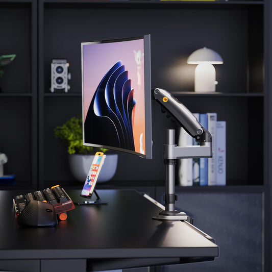 NB North Bayou Monitor Desk Mount Long Arm for Monitors Within 4.4 to 19.8lbs Ultra Wide Full Motion Swivel Height Adjustable Monitor Stand H100