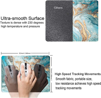 Mouse Pad, Marble Mouse Pad, Premium-Textured Mouse Mat Square Waterproof Non-Slip Rubber Base Computer Mousepads for Office Laptop Desk, Cyan Gold Marbling