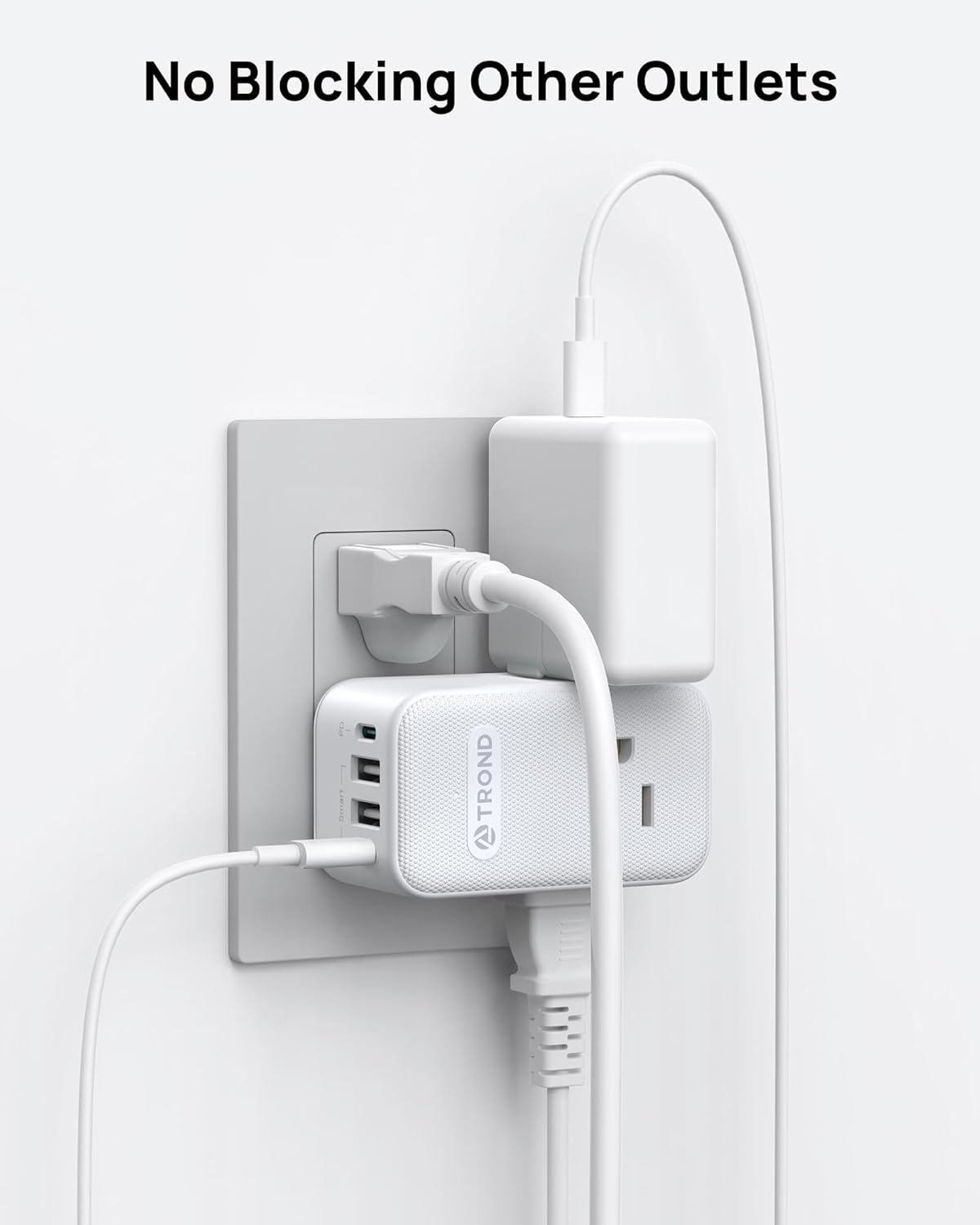 TROND Multi Plug Outlet Extender 2 Pack, 3 Way Outlet Splitter with 360 Rotating Plug, PD 20W USB C Charger Station, Sideways Adapter for Kitchen Bathroom Cruise Ship Travel Essentials