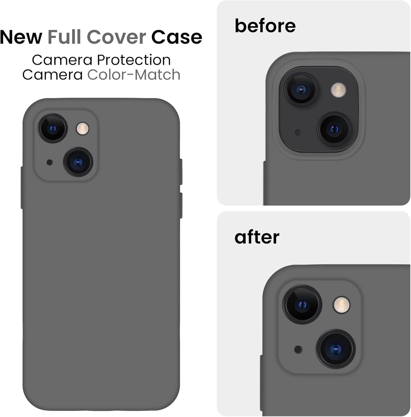 FireNova Designed for iPhone 13 Case, Silicone Upgraded [Camera Protection] Phone Case with [2 Screen Protectors], Soft Anti-Scratch Microfiber Lining Inside, 6.1 inch, Space Gray