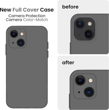 FireNova Designed for iPhone 13 Case, Silicone Upgraded [Camera Protection] Phone Case with [2 Screen Protectors], Soft Anti-Scratch Microfiber Lining Inside, 6.1 inch, Space Gray