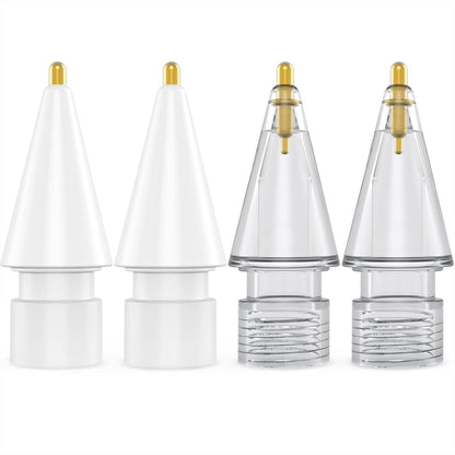 NIUTRENDZ 4 Pack Replacement Tips for Apple Pencil 2nd Generation and 1st Generation Fine Point Metal Tip, Wear-Resistant & Precise Control (1.95mm, White + Grey)