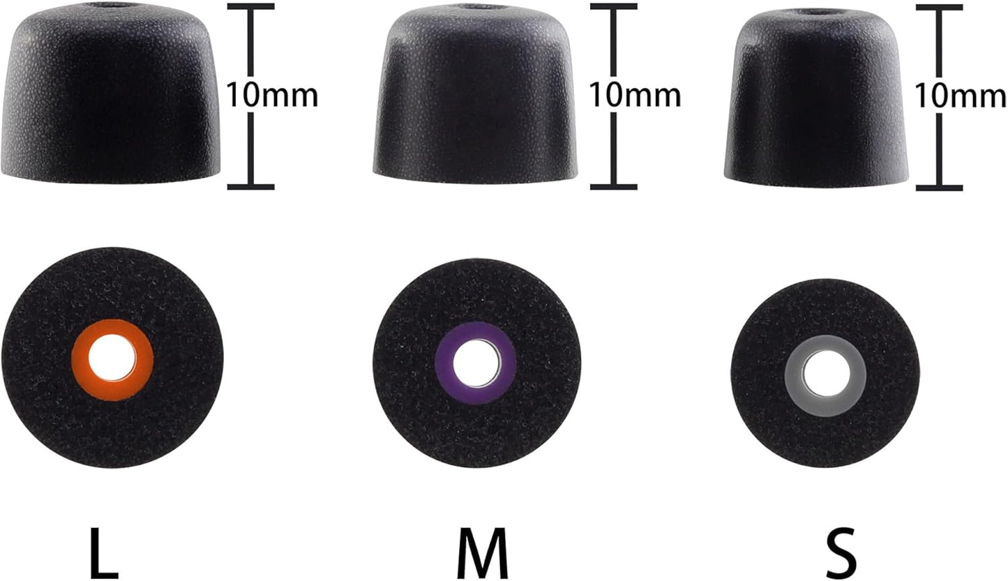 Replacement Memory Foam Ear Tips for Shure SE215 PRO SE215 SE112 SE315 SE425 SE535 SE846 Aonic4 Aonic5 Earphones, Ultimate Comfort, 3 Pairs (Black, SML)