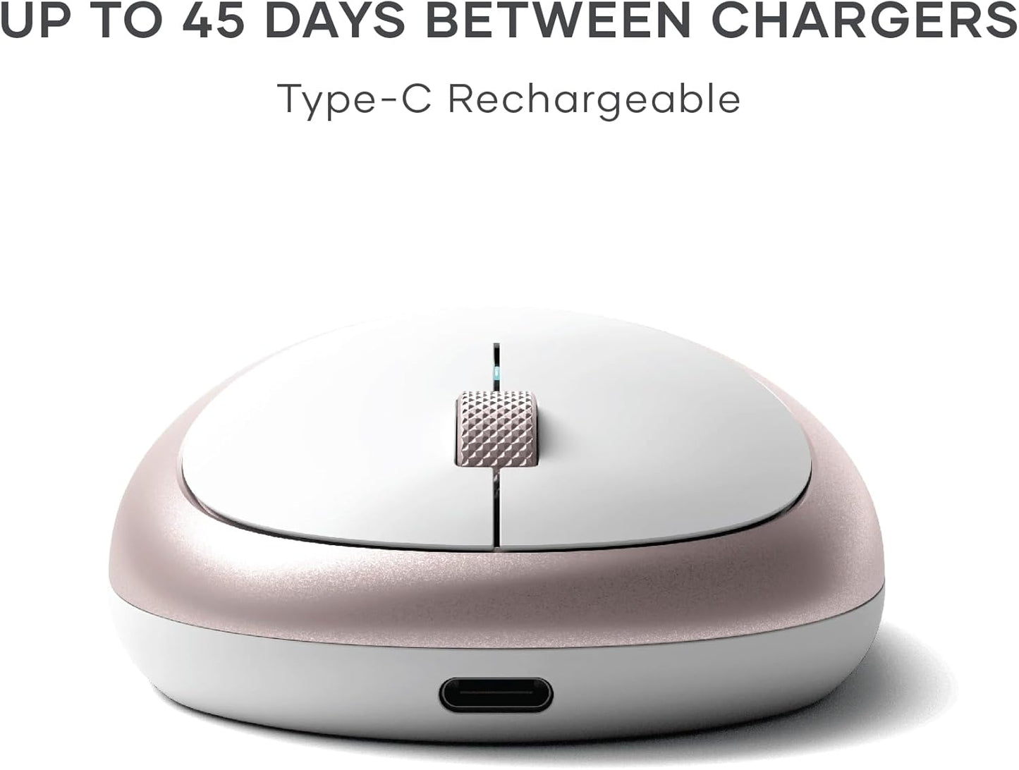 Satechi M1 Wireless Bluetooth Mouse, USB-C Rechargeable, Compact & Portable, for Mac/Windows, Compatible with M4/M3/M2 MacBook, Pro, Air/iMac/iPad Pro, iPhone 16/15/14 & More - Rose Gold