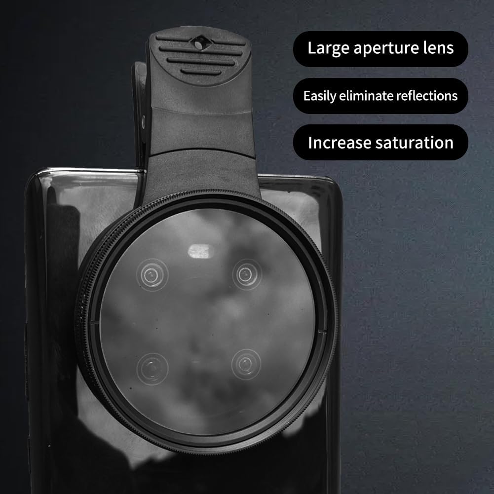 EMVANV 52mm Clip-on CPL Phone Camera Lens Filter, Phone Lens Filter Kit, Universal CPL Filter Compatible with iPhoneSamsung/Android Smartphones(Size:52mm)